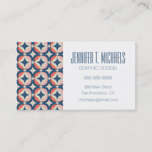 Add Your Name   Blue & Coral Geometric Pattern Business Card