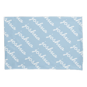 Add-Your-Name Blue Cursive Name  Pillow Case