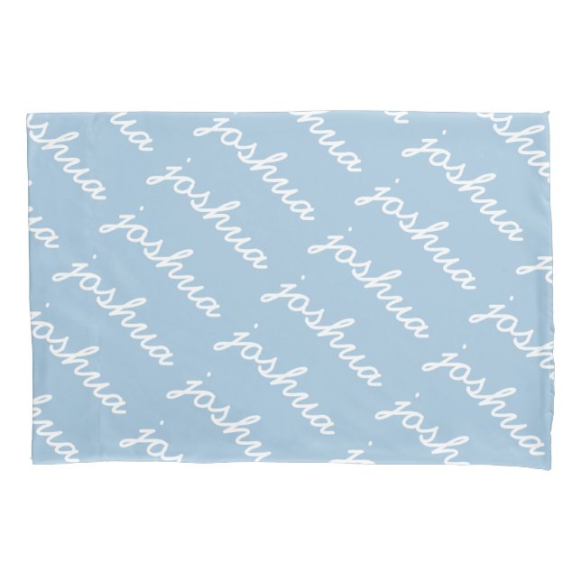 Add-Your-Name Blue Cursive Name  Pillow Case (Front)