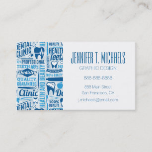 Add Your Name Blue Dental Clinic Pattern Business Card
