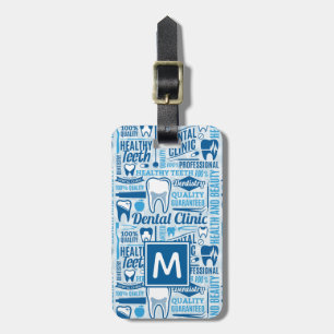 Add Your Name   Blue Dental Clinic Pattern Luggage Tag