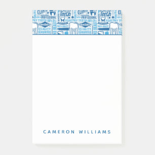Add Your Name   Blue Dental Clinic Pattern Post-it Notes