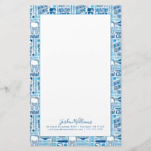Add Your Name   Blue Dental Clinic Pattern Stationery