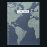 Add Your Name | Blue Linen World Map Notebook<br><div class="desc">Blue Linen Map  Artist: Studio W</div>