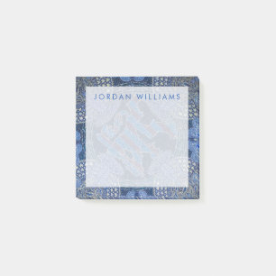 Add Your Name Blue Ornate Mosaic Art, Germany Post-it Notes