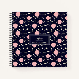 Add Your Name   Blue & Pink Large Dot Pattern Notebook