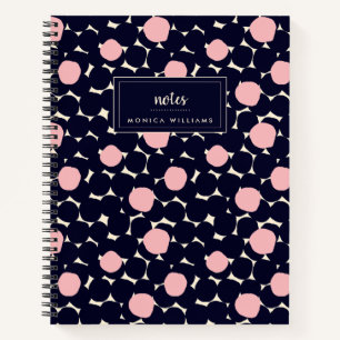 Add Your Name   Blue & Pink Large Dot Pattern Notebook