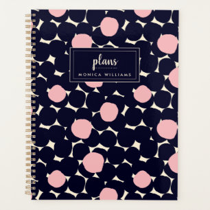 Add Your Name   Blue & Pink Large Dot Pattern Planner