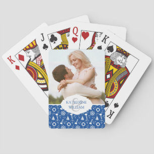 Add Your Name   Blue Sea Pattern Playing Cards
