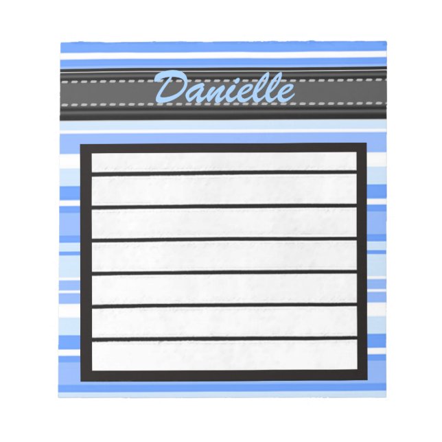 Add Your Name Blue Stripes Notepad (Front)