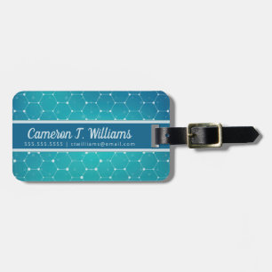 Add Your Name Blue Teal DNA Pattern Luggage Tag