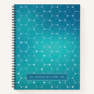 Add Your Name   Blue Teal DNA Pattern Notebook
