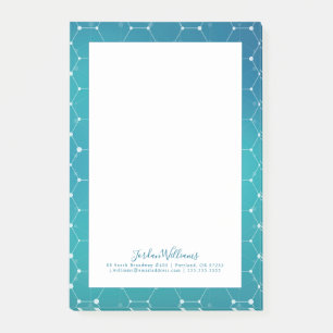 Add Your Name   Blue Teal DNA Pattern Post-it Notes