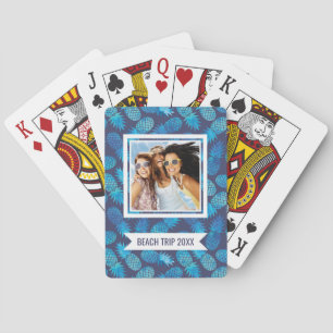 Add Your Name Blue Tie Dye Pineapples Playing Cards