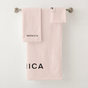 Add Your Name   Blush Pink Bath Towel Set