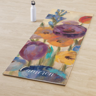 Add Your Name Bouquet of Colourful Flowers Yoga Mat