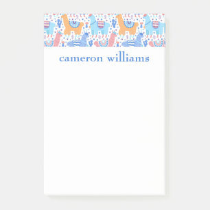 Add Your Name   Bright Colourful Alpaca Pattern Post-it Notes