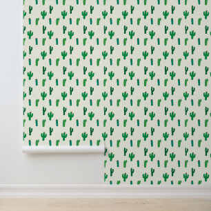 Add Your Name   Bright Green Cactus Pattern Wallpaper
