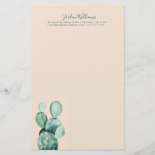Add Your Name   Cactus on Coral Stationery