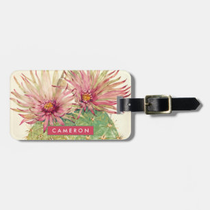 Add Your Name   Cactus Pink Blossoms Luggage Tag