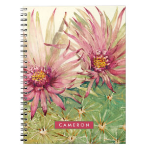 Add Your Name   Cactus Pink Blossoms Notebook