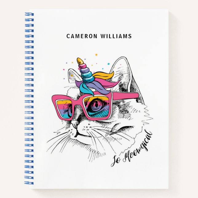 Add Your Name | Caticorn | So Meowgical Notebook (Front)