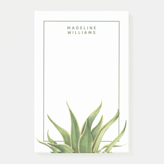 Add Your Name | Century Plant Succulent Post-it Notes (Front)