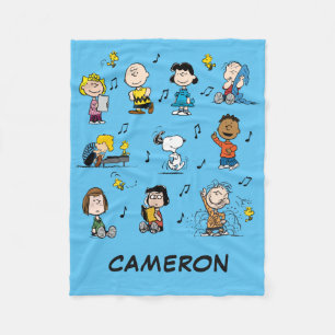 Add Your Name   Charlie Brown and Gang Fleece Blanket