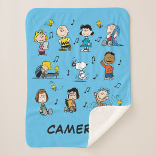 Add Your Name   Charlie Brown and Gang Sherpa Blanket