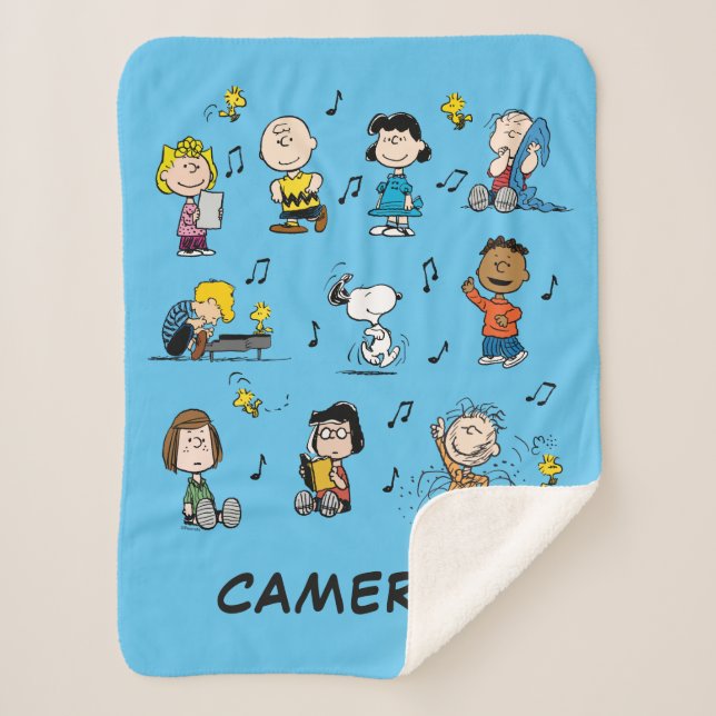 Add Your Name | Charlie Brown and Gang Sherpa Blanket (Front)