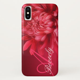 Add your name chrysanthemum red hue iphone case
