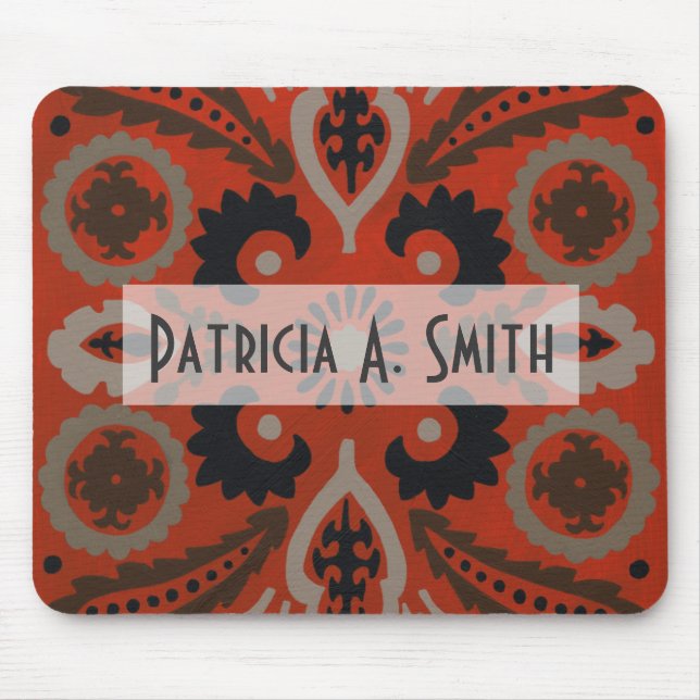 Add Your Name | Cinnabar Suzani II Mouse Mat (Front)