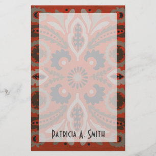 Add Your Name Cinnabar Suzani II Stationery