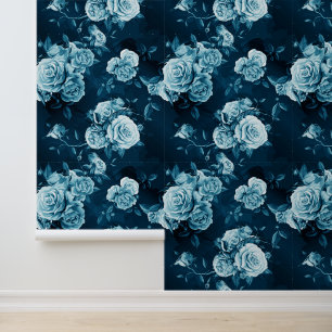 Add Your Name   Classic Blue Rose Pattern Wallpaper