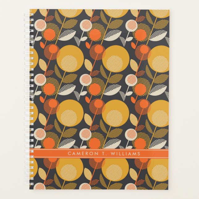 Add Your Name | Classic Retro Floral Pattern Planner (Front)