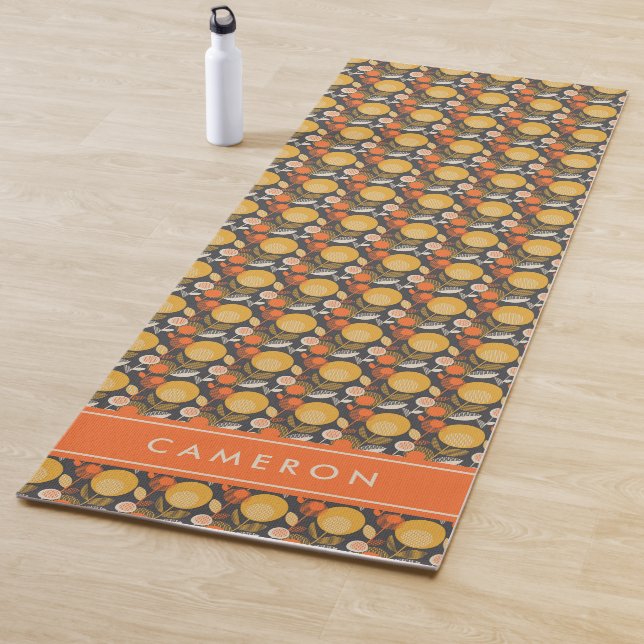 Add Your Name | Classic Retro Floral Pattern Yoga Mat (In Situ)