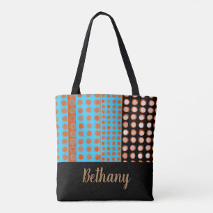 add your name colourful bold dot pattern stylish  tote bag