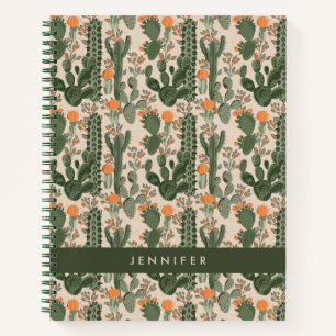 Add Your Name Colourful Cactus Pattern Notebook