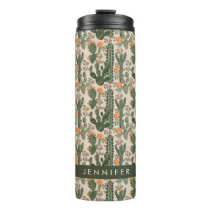 Add Your Name   Colourful Cactus Pattern Thermal Tumbler