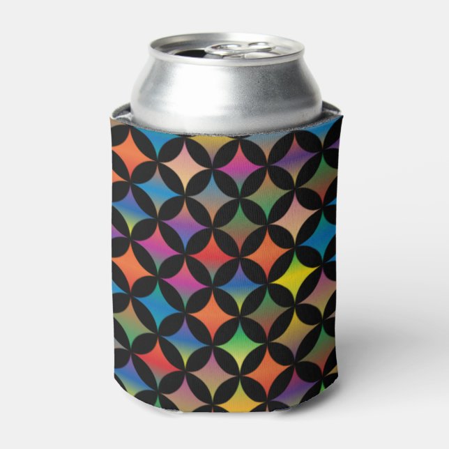 Add Your Name Colourful Diamonds on Black Can Cooler (Can Front)