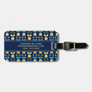 Add Your Name Colourful Floral Pattern Luggage Tag