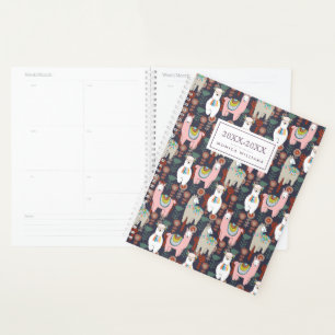Add Your Name   Colourful Llamas Pattern Planner