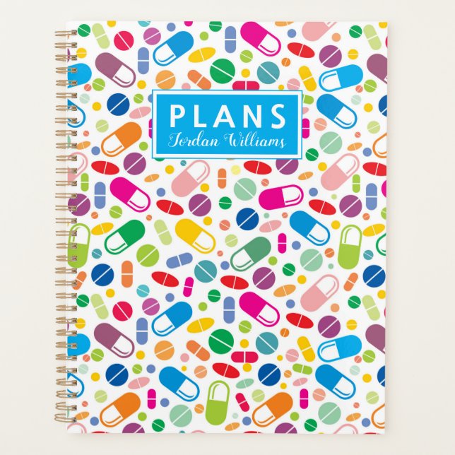 Add Your Name | Colourful Neon Drug Pattern Planner (Front)