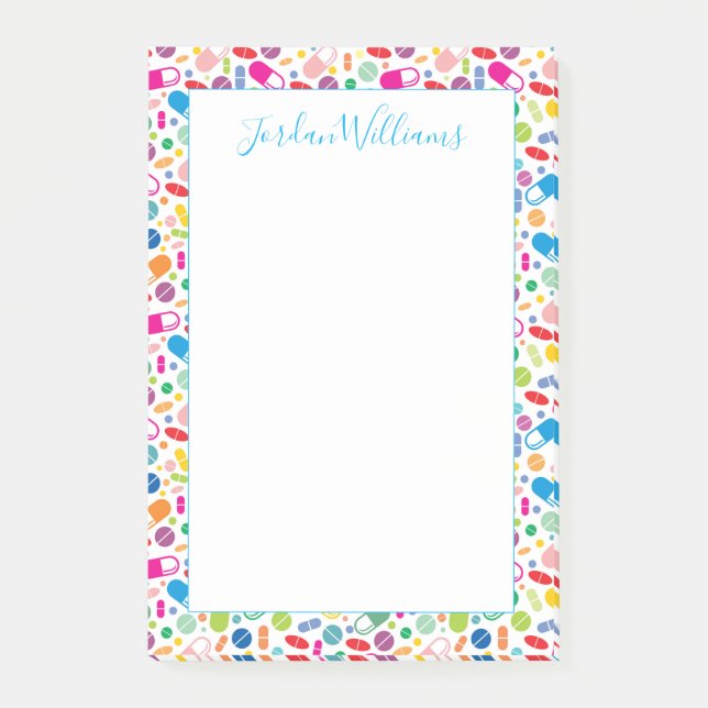 Add Your Name | Colourful Neon Drug Pattern Post-it Notes (Front)