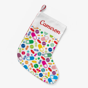 Add Your Name Colourful Neon Drug Pattern Small Christmas Stocking