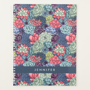 Add Your Name   Colourful Succulent Pattern Planner