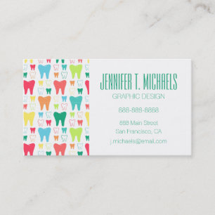 Add Your Name   Colourful Teeth Pattern Business Card