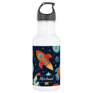 Add Your Name Cool Rocket Ship Space and Planets 532 Ml Water Bottle