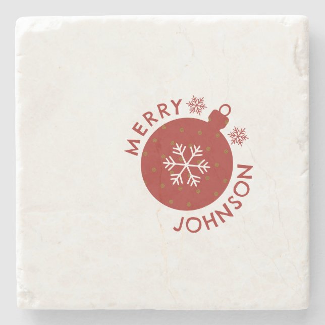 Add Your Name Custom Text Holiday Stone Coaster (Front)
