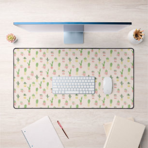 Add Your Name   Cute Cactus Pattern Desk Mat